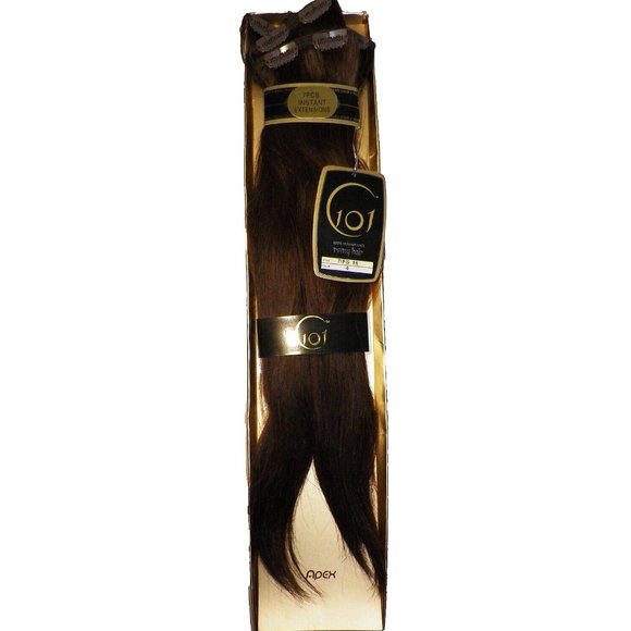 NIP Apex 16 Inches #4 Med Brown 100% Human Remy Hair Clip In Extensions 7pc - Picture 3 of 11